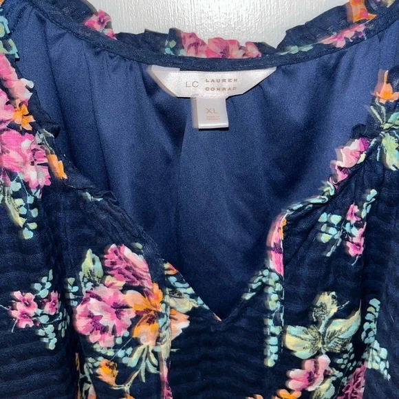 Lauren Conrad LC Floral Flowy Boho Peasant Top XL - Picture 3 of 3